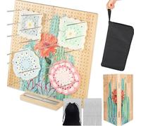 Svartur 15" Foldable Crochet Blocking Board with Pegs & Storage Pouch, Large Granny Square Blocking Board for Crocheting, Wooden Knitting Blocking Mat for Wet Blocking Crochet and Knit Squares
