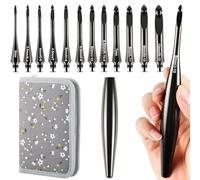 Svartur Interchangeable Crochet Hook Set with 12 Hooks - Ergonomic Crochet Hooks Large Handle, US Sizes E-4 to N-15 (3mm-10mm), Smooth & Lightweight, Crochet Kit with Storage Case, Black