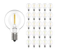 Svater 25 Pack E12 LED Bulbs 1W G40 Plastic Bulbs AC220-240V Replacement for String Lights Outdoor Indoor 2700K Warm White IP44 Waterproof (Not for Solar/Low Voltage Lights)