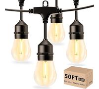 Svater Outdoor String Lights LED 14m, S14 Festoon Lights Mains Powered with 1W Plastic Bulbs, IP65 Waterproof Garden String Light for Patio Party Wedding, 2700K Warm White