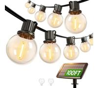 Svater Solar Garden Lights G40 30m Solar Festoon Lights Waterproof 4 Modes Auto-On/Off Memory Function Indoor Outdoor String Lights Solar Powered for Patio Party Gazebo Weding Warm White