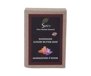 SVATV Soap Sandalwood & Kesar - Best Exfoliating Bar, Traditional Ayurvedic Herbal Soap For All Skin Type - 125 Grams
