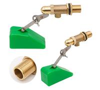 Svauoumu 1/2" Float Valve, 2 Pcs Automatic Brass Float Ball Valve with Adjustable Arm, Automatic Fill Float Ball Valve for Cattle and Sheep Livestock Drinking Trough Float Valve, Green
