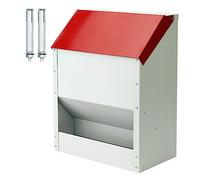 Svauoumu 11.5kg Automatic Chicken Feeder Galvanised Chicken Feeder with Rain Cover and Wall Mounted Poultry Feeder, Waste Free Chicken Feeder for Chickens, Geese, Ducks and Quail