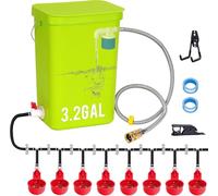 Svauoumu 12 Litre Complete Automatic Chicken Drinking System with Float Valve, Poultry Water Dispenser with Drinking Bowls, Drinkers for Chickens, Ducks, Geese and Quail