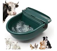 Svauoumu Automatic drinking bowl made of stainless steel, trough with adjustable float valve and drain holes, injected surface, suitable for horse, cow, goat, sheep, dog drinking pool, dark green