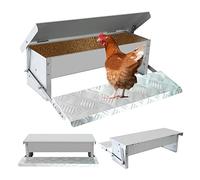 Svauoumu Rat Proof Treadle Chicken Feeder Without Waste Design Automatic Chicken Feeder,5 KG Capacity,Outdoor Weatherproof Galvanized Poultry Feeder for Chickens,Ducks and Geese Pheasant Feeder