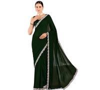 Svayi Women’s Georgette Floral threadwork Embroidery Saree with Blouse Piece