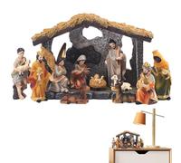 SVCEQZE 12 Piece Holy Family Miniatures Statue Baby Jesus Manger Crib, Christmas Manger Nativity Set, Religious Nativity Manger Scene Statue For Church Decoration, Jesus Birth Set