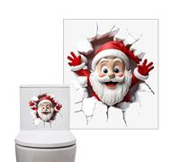 SVCEQZE 3 Pieces Fun Waterproof Santa Claus Toilet Sticker, 25x29cm PVC Wall-Breaking Self-Adhesive Santa Claus, Santas Christmas Toilet Seat Sticker, Window Clings, Wall Decor for Daily Indoor Home