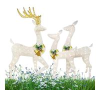 SVCEQZE 3 Pieces Light Up Reindeer Sleigh, 30/36/46cm Acrylic Lighted Christmas Decoration Deer Set, Reindeer Sleigh Path Lights, LED Lighted Seasonal Decor, Light Up Reindeers Stake Decoration