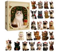 SVCEQZE Cat Calendar Advent, Christmas 24 Days Cat Figurine Countdown Advent, Charm Decorative for Holiday December Shelf Desk Window Door Entryway Living Room Bedroom Office Collectors