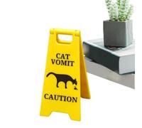 SVCEQZE Cat Vomit Warning Sign, 4 Inch Funny Gag Cat Dog Vomit Warning Sign, Cat Dog Vomit Caution Sign, Cat Vomit Warning Sign Decoration, Cat Vomit Wet Floor Sign, Cats And Dogs Prank Sign
