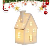 SVCEQZE Ceramic Houses for Decoration - Desktop Cabin Craft | Rustic Light up Christmas Village for Bedroom Mantel Living Room Window Display Table Centerpiece Event Organizers