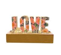 SVCEQZE Floral Resin Night Light,Cute Flower Letters Lamp | Romantic Resin Lamp Car Ornaments, Love Wedding Decorations Lights with Wood Base for Bedroom, Living Room, Kids Room