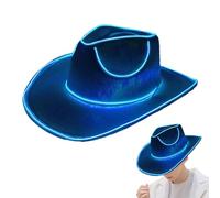 SVCEQZE Glow In The Dark Cowboy Hat, 37x33x13cm Cowbo-y Ha-t, Neon Rancher H-at, Light Up Disco Caps, Sparkly Cowb-oy Cap Battery Operated, Co-wboy Hats, Glow In Dark Costume Accessories