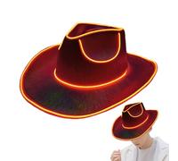 SVCEQZE Glow In The Dark Cowboy Hat, 37x33x13cm Cowbo-y Ha-t, Neon Rancher H-at, Light Up Disco Caps, Sparkly Cowb-oy Cap Battery Operated, Co-wboy Hats, Glow In Dark Costume Accessories