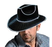 SVCEQZE Glow In The Dark Cowboy Hat, 37x33x13cm Cowbo-y Ha-t, Neon Rancher H-at, Light Up Disco Caps, Sparkly Cowb-oy Cap Battery Operated, Co-wboy Hats, Glow In Dark Costume Accessories
