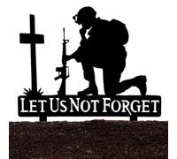 SVCEQZE Rusty Metal Soldier Statue Stakes - 30x30cm Kneeling Army Figure for Garden Decoration