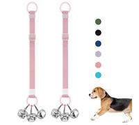 SVD.PET 2 Packs Dog Doorbells to Go Outside for Potty Training, Puppy Dog Bells with Hanging Ring Attachable to Door Knob or Anywhere Near The Door, Height Adjustable, Loud Jingle Bells (Light Pink)