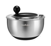 SveBake 5.3Qt Stainless Steel Salad Spinner with Stop Button, BPA-Free Vegetable Lettuce Spinner, Transparent Lid & Drainage Hole, Non-Slip Base, Dishwasher Safe Fruit Washer