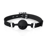 Svee Soft Silicone Ball Gag Open Mouth Ball Black Mouth Plug Toy Breathable Bondage Muzzles Buckle Gag Toy for BDSM Bite