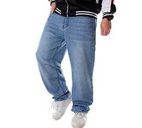 Sveizo Men's Hip Hop Blue Baggy Bottoms Denim Jeans Relaxed Pants-34