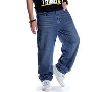 Sveizo Men's Hip Hop Straight Baggy Jeans Denim Loose Trousers-32