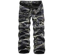 Sveizo Men's Trousers Thicken Fleece Lined Warm Pants Cargo Camo Combat Pants-BlueCamo-36