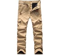 Sveizo Men's Trousers Thicken Fleece Lined Warm Pants Cargo Camo Combat Pants-khaki-36