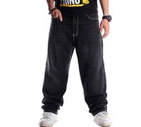 Sveizo Men's Vintage Graffiti Hip Hop Style Jeans Denim Plus Size Loose Trousers-42