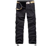 Sveizo Men's Winter Cotton Fleece Thickened Cargo Pants Loose Work Combat Trousers022-black-28