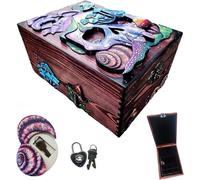 SVELNIO Skull and Nature Hidden Key Box Wooden Gothic -Themed Skull Art Hidden Key Box Personalized Halloween Keepsake Memory Box Jewelry Storage Box Gift for Friends Women Men