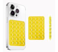 Svenirven Silicone Suction Cup Phone Case Mount Double Sided, Phone Accessories Hands-Free Strong Grip Holder for Selfies and Videos, Silicon Phone Stand for iPhone and Android(Yellow)