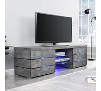 svenja wooden tv stand in concrete effect with blue led lighting
