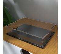 SVENJBB Book Display Case, 10.6x8x2.4 Inch Acrylic Box for Display, Clear Acrylic Display Cases with Matte Black Base for Stamps, Coins, Cards and Jewelry