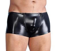 Svenjoyment Wet Look Zip Front Enhancement Boxers - Large - Black Black