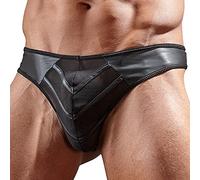 Svenjoyment Underwear Women's SVENJOYMENT Faux Leather G-String with Powernet Inserts Black-Large