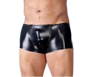 Svenjoyment Wet Look Zip Front Enhancement Boxers - Medium - Black Black