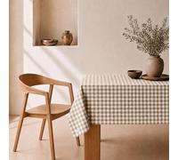 svet Stain-Resistant Tablecloth, Extra Soft Fabric, Square Table, Waterproof Cotton, 140 x 140 cm (Vichy Beige Square)