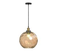 Svetilnikya Industrial Pendant Light Shade Colorful Ripple Glass Globe Pendant Light Pendant Lighting for Kitchen Island Dining Room Bedroom Farmhouse Round Pendant Light Fixture (Amber)