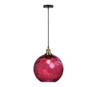 Svetilnikya Industrial Pendant Light Shade Colorful Ripple Glass Globe Pendant Light Pendant Lighting for Kitchen Island Dining Room Bedroom Farmhouse Round Pendant Light Fixture (Rose red)