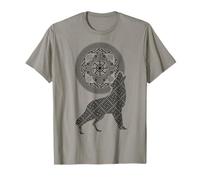 Svetoch Double Kolovrat Slavic God Symbol with Wolf Black T-Shirt