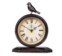 Sveudvdis Retro Mantel Clock, Table Top Bird Clock, Antique Metal Silent-Non-Ticking Clock,Desk Clock for Living Room, Bedroom, Office, Desktop Decoration