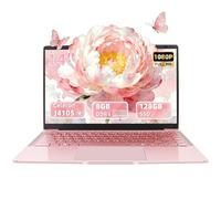 Svikou 14 inch Rose Gold Laptop, in tel Quad-Core J4105 Processor, FHD IPS Display, 6GB RAM 128GB SSD,Win 11 Pro PC, Ultra Lightweight Notebook for Travel, Online Classes, Work & Study