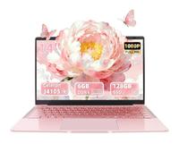 Svikou 14 inch Rose Gold Laptop, Win 11 Pro (Pre-Installed), in tel Quad-Core J4105 Processor, FHD IPS Display, 6GB RAM 128GB SSD, Ultra Lightweight Notebook for Travel, Online Classes, Work & Study