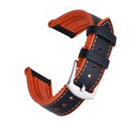 Svincoter 20、22mm Hybrid Fluoro Rubber Leather Quick Release Watchbands Fit for Each Brand Diving Watches(Black orange,22mm)