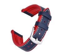Svincoter 20、22mm Hybrid Fluoro Rubber Leather Quick Release Watchbands Fit for Each Brand Diving Watches(Blue red,20mm)