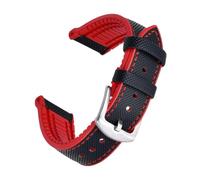 Svincoter 20、22mm Hybrid Fluoro Rubber Leather Quick Release Watchbands Fit for Each Brand Diving Watches(Black red,22mm)