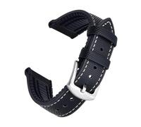 Svincoter 20、22mm Hybrid Fluoro Rubber Leather Quick Release Watchbands Fit for Each Brand Diving Watches(Black white,20mm)